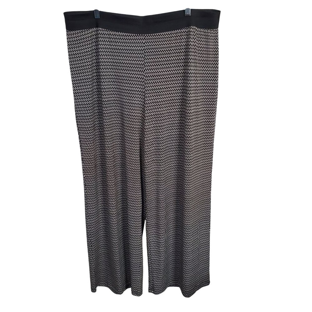 Alfani Womens Size 3X Pants Elastic Waist Pull On Patterned Wide Leg Zig Zag